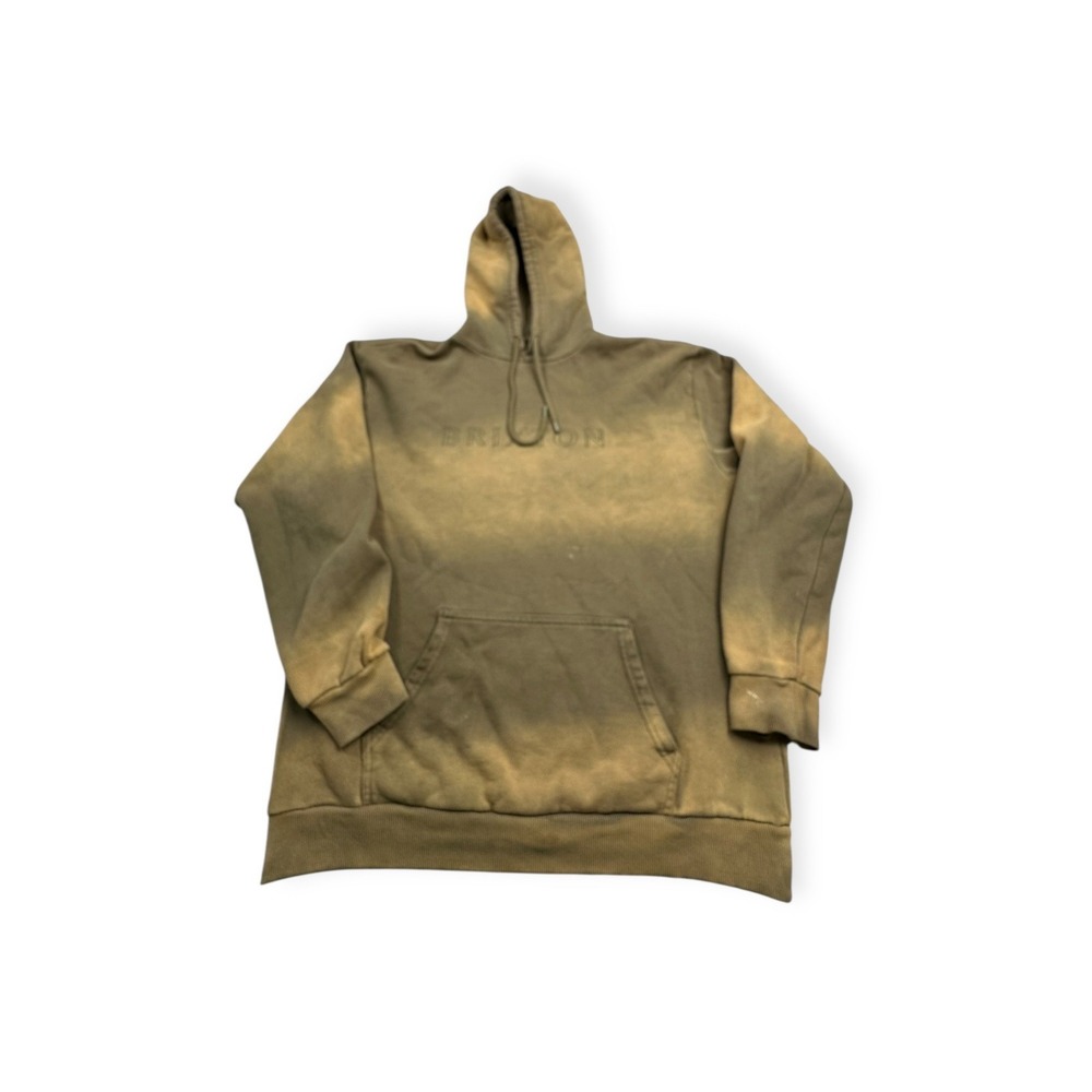Brixton Mens Sun Faded‎ Fleece Hoodie Olive Green Tan Small Embroidered Logo